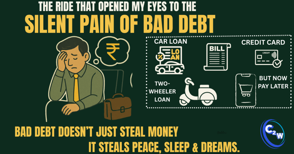 Cost of Debt for Teachers — infographic showing 5 heavy prices teachers pay due to bad debt, EMI burden, and financial traps.