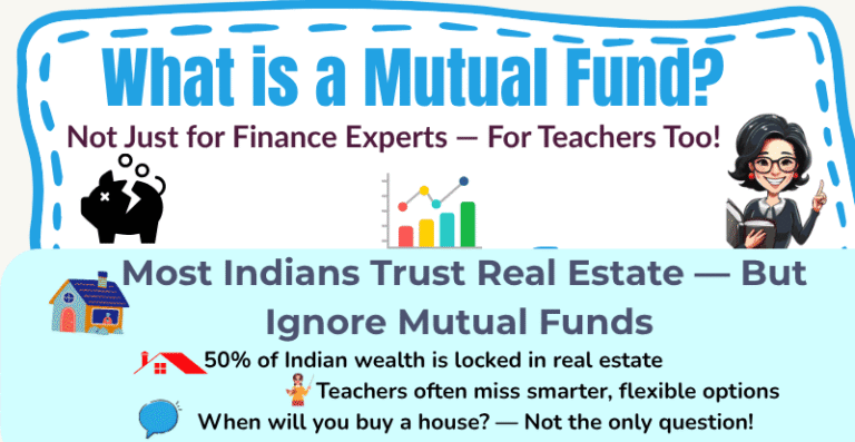 What are mutual funds – featured image showing simple guide to SIPs, types, and benefits for teachers and beginner investors