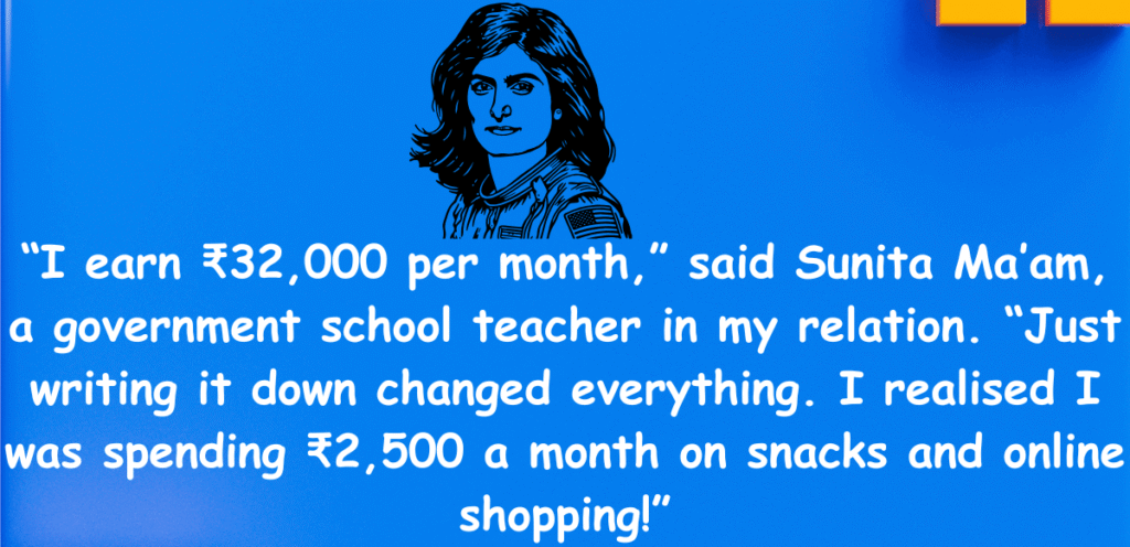 budgeting revealed overspending on snacks and online shopping of sunita mam