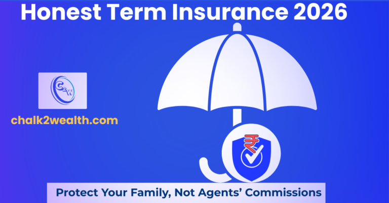 Term Life Insurance for Teachers in India 2026 umbrella and rupee protection icon showing affordable financial safety for educators