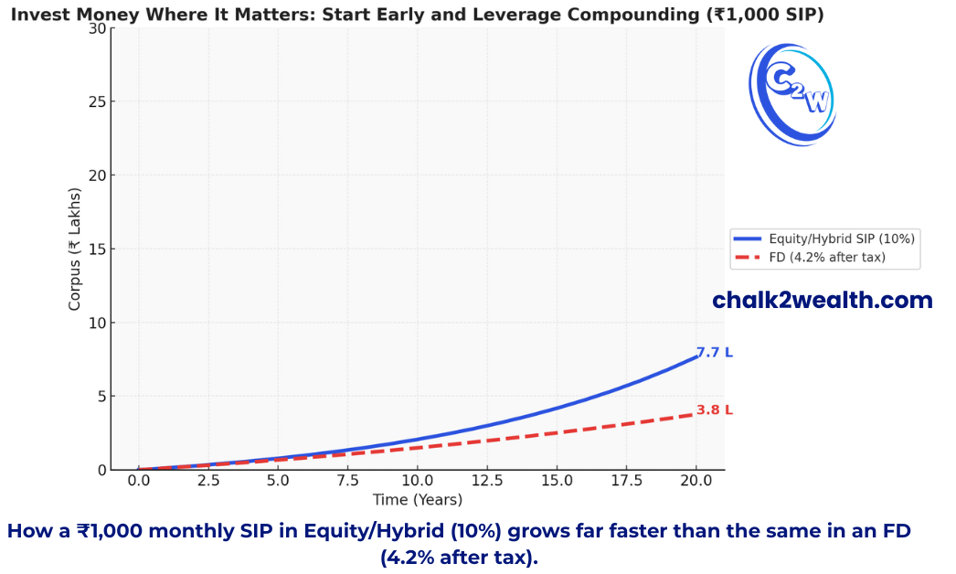 Invest money where compounding works: SIP grows faster than FD over 20 years in India
