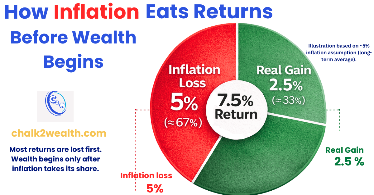 Safe investment options in India showing real returns after inflation and loss of nominal returns