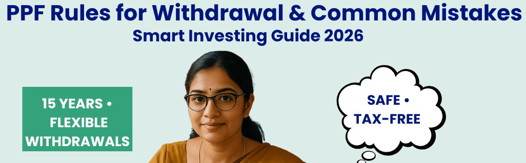 PPF Rules for Withdrawal Thumbnail: A Chalk2Wealth visual featuring a teacher, explaining flexible 15-year withdrawals, safe tax-free savings, and common mistakes in PPF investing for 2026