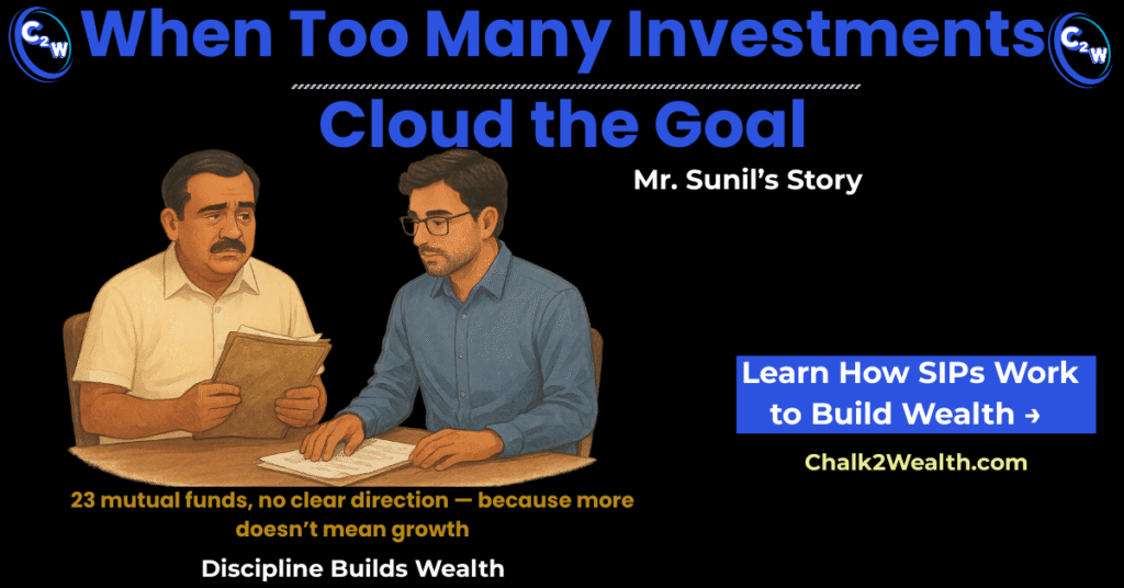 What Are Systematic Investment Plans (SIPs) – illustration of a teacher and financial advisor reviewing mutual fund files, showing SIP benefits and wealth growth