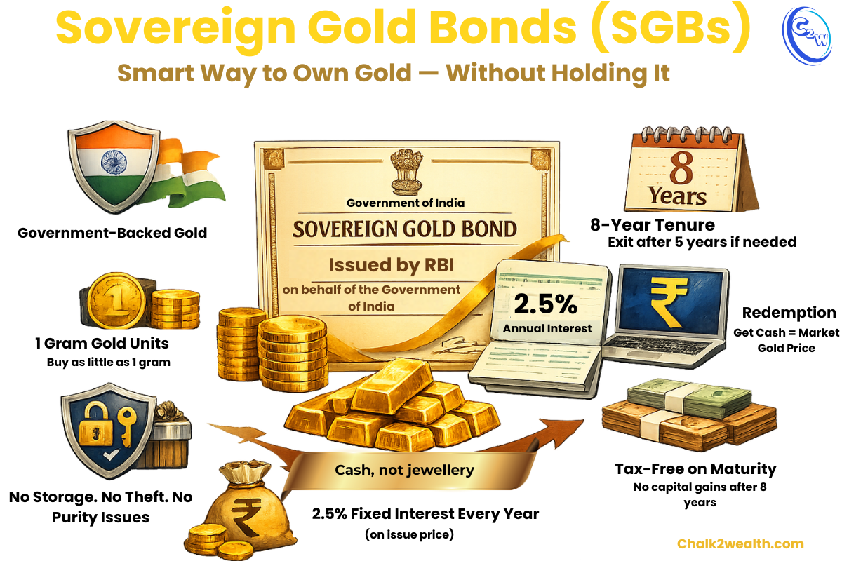 How to buy sovereign gold bonds online with SGB features like 2.5% fixed interest, RBI issue, 8-year tenure and tax-free maturity