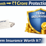 Is term insurance worth it in India showing ₹900 monthly premium giving ₹1 crore life cover protection